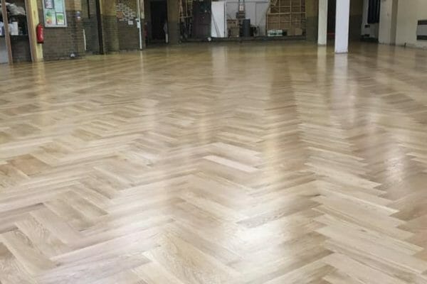 herringbone floor after restoration