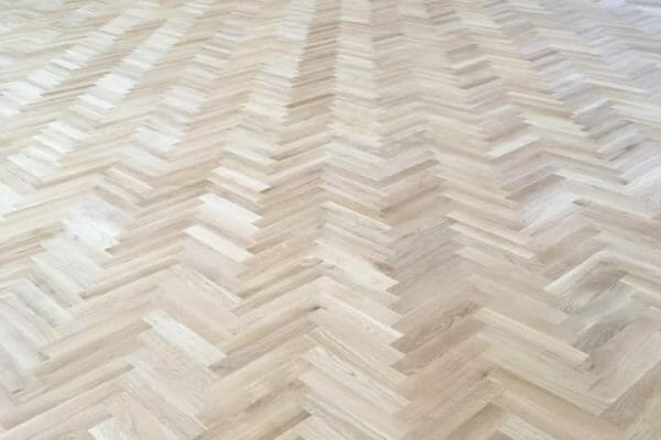 herringbone floor before restoration