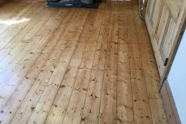 pine floorboards after restoration